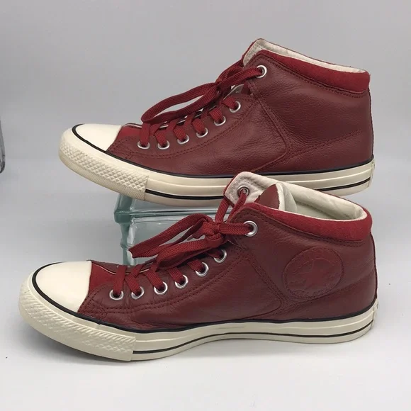 Converse All Star Street Hi Terra Red Leather Sneakers Men 8 Women 10 - Picture 2 of 9